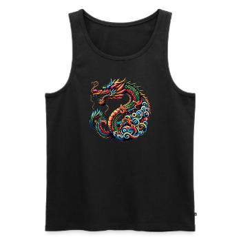Dragon Tattoo Tribal Astrologie Chinoise - Débardeur bio Premium Homme - noir - Devant - AI Model Male 178 light (178cm)