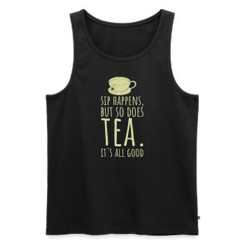 Teeliebhaber-Geschenkschluck kommt vor, aber auch Tee - Männer Premium Bio Tank Top - Schwarz - Vorne - AI Model Male 178 light (178cm)