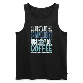 Criminologue instantané Il suffit d’ajouter du café - Débardeur bio Premium Homme - noir - Devant - Michal (187cm)