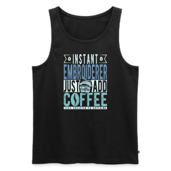 Brodeuse instantanée il suffit d’ajouter du café - Débardeur bio Premium Homme - noir - Devant - Michal (187cm)