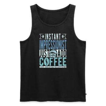 Instant-Impressionist: Füge einfach Kaffee hinzu - Männer Premium Bio Tank Top - Schwarz - Vorne - AI Model Male 178 light (178cm)