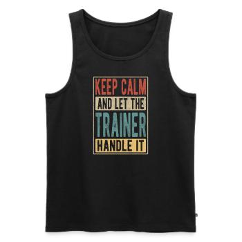 Cadeau rétro Trainer - Débardeur bio Premium Homme - noir - Devant - Michal (187cm)