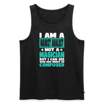 Market Analyst - Men's Premium Organic Tank Top - black - Front - AI Model Male 178 light (178cm)