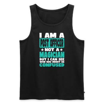 Post Officer - Men's Premium Organic Tank Top - black - Front - AI Model Male 178 light (178cm)
