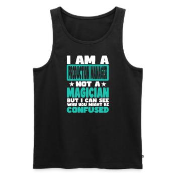 Production Manager - Men's Premium Organic Tank Top - black - Front - Michal (187cm)