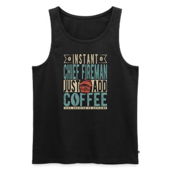 Pompier en chef instantané Il suffit d’ajouter du café - Débardeur bio Premium Homme - noir - Devant - Michal (187cm)