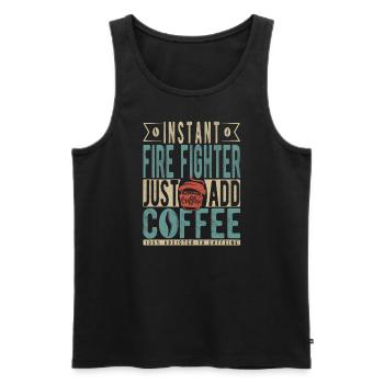 Pompier instantané Il suffit d’ajouter du café - Débardeur bio Premium Homme - noir - Devant - AI Model Male 178 light (178cm)