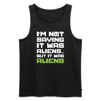 Ancient Astronaut Theorist Alien Believer - Men's Premium Organic Tank Top - black - Front - AI Model Male 178 light (178cm)