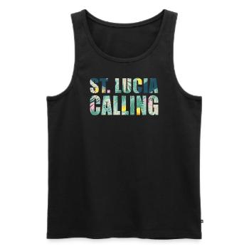 St. Lucia Souvenir-Urlaub - Männer Premium Bio Tank Top - Schwarz - Vorne - Michal (187cm)