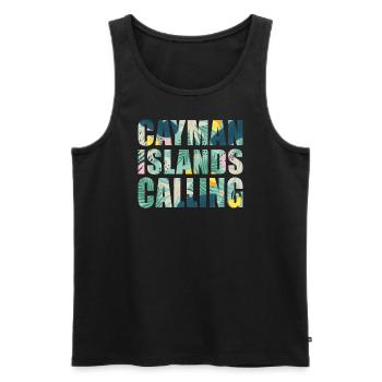 Vacances souvenirs aux îles Caïmans - Débardeur bio Premium Homme - noir - Devant - Michal (187cm)