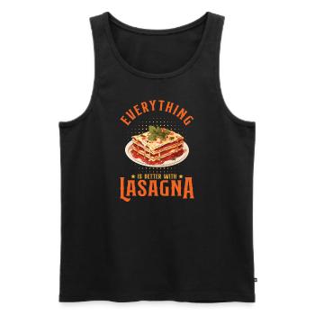 Mit Lasagne ist alles besser - Männer Premium Bio Tank Top - Schwarz - Vorne - AI Model Male 178 light (178cm)