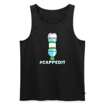 Bottle Flip #Cappedit - Männer Premium Bio Tank Top - Schwarz - Vorne - AI Model Male 178 light (178cm)