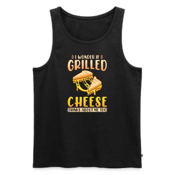I Wonder If Grilled Cheese Thinks About Me Too - Men's Premium Organic Tank Top - black - Front - AI Model Male 178 light (178cm)