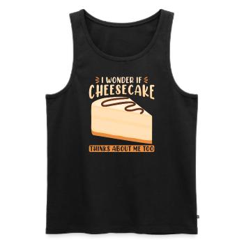 Ich frage mich, ob Cheesecake auch an mich denkt - Männer Premium Bio Tank Top - Schwarz - Vorne - Michal (187cm)