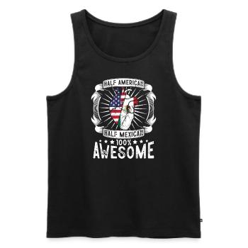 Mexique États-Unis Drapeau - Moitié Américain Moitié Mexicain - Débardeur bio Premium Homme - noir - Devant - Michal (187cm)