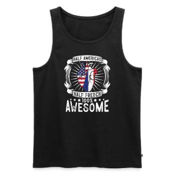 France États-Unis Drapeau - Moitié Américain Moitié Français - Débardeur bio Premium Homme - noir - Devant - Michal (187cm)