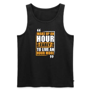 Motivation Getting Up Early Success Saying - Men's Premium Organic Tank Top - black - Front - AI Model Male 178 light (178cm)