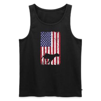 Short-haired pointing dog dog with USA flag - Men's Premium Organic Tank Top - black - Front - Michal (187cm)