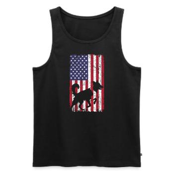 Chien allemand à poil court avec drapeau des États-Unis - Débardeur bio Premium Homme - noir - Devant - AI Model Male 178 light (178cm)