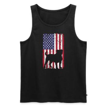 Bouledogue américain avec drapeau des États-Unis - Débardeur bio Premium Homme - noir - Devant - Michal (187cm)