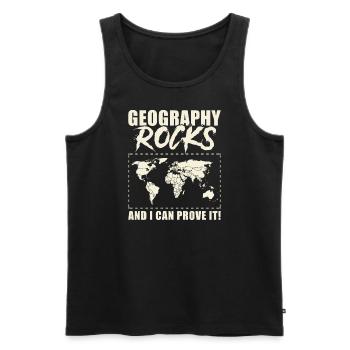 Professeur de géographie : Geography Rocks - Débardeur bio Premium Homme - noir - Devant - Michal (187cm)