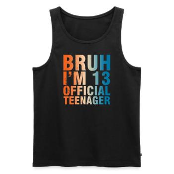 Bruh I’m 13 Officiel Adolescent - Débardeur bio Premium Homme - noir - Devant - Michal (187cm)