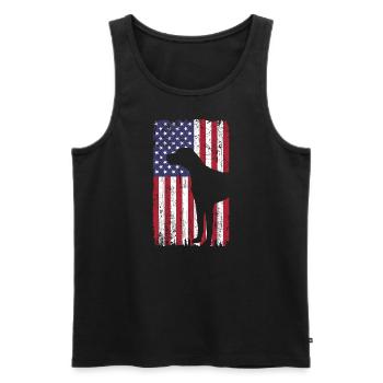Short-haired pointing dog dog with USA flag - Men's Premium Organic Tank Top - black - Front - Michal (187cm)