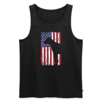 Dogue allemand avec drapeau des États-Unis - Débardeur bio Premium Homme - noir - Devant - AI Model Male 178 light (178cm)