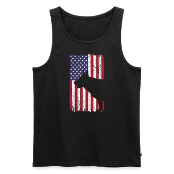 Berger allemand avec drapeau des États-Unis - Débardeur bio Premium Homme - noir - Devant - AI Model Male 178 light (178cm)