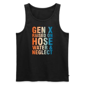 Gen X Raised On Hose Water & Neglect - Men's Premium Organic Tank Top - black - Front - AI Model Male 178 light (178cm)