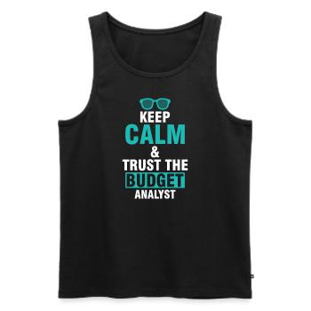 Keep Calm & Vertrau Dem Budget Analysten - Männer Premium Bio Tank Top - Schwarz - Vorne - AI Model Male 178 light (178cm)