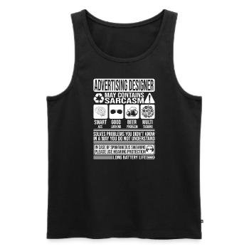 Advertising Designer Sarcasm funny Gift - Men's Premium Organic Tank Top - black - Front - AI Model Male 178 light (178cm)