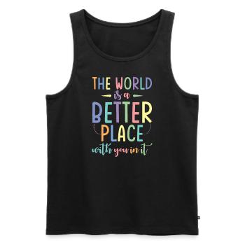 Die Welt Ist Schöner Mit Dir - Männer Premium Bio Tank Top - Schwarz - Vorne - Michal (187cm)