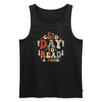 Guter Tag Zum Lesen Motiv - Männer Premium Bio Tank Top - Schwarz - Vorne - AI Model Male 178 light (178cm)