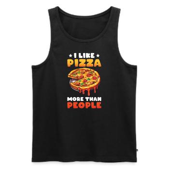 J’aime la pizza plus que les gens - Débardeur bio Premium Homme - noir - Devant - AI Model Male 178 light (178cm)