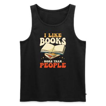 I Like Books More Than People - Men's Premium Organic Tank Top - black - Front - AI Model Male 178 light (178cm)