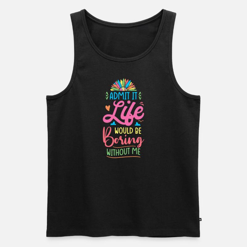 Lebensfreude Farbenfrohe Botschaft - Männer Premium Bio Tank Top - Schwarz