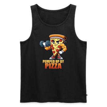 Pumped Up By Pizza Fitness Motivation - Men's Premium Organic Tank Top - black - Front - AI Model Male 178 light (178cm)