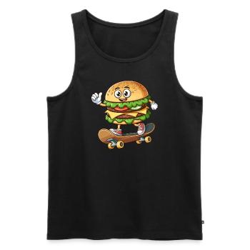 Hamburger sur skateboard drôle - Débardeur bio Premium Homme - noir - Devant - AI Model Male 178 light (178cm)