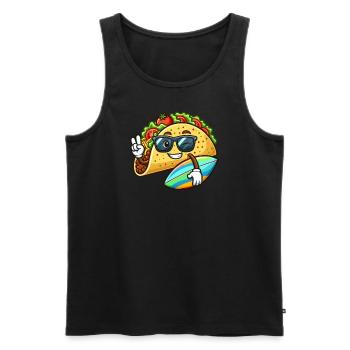Taco de surf avec lunettes de soleil - Débardeur bio Premium Homme - noir - Devant - Michal (187cm)
