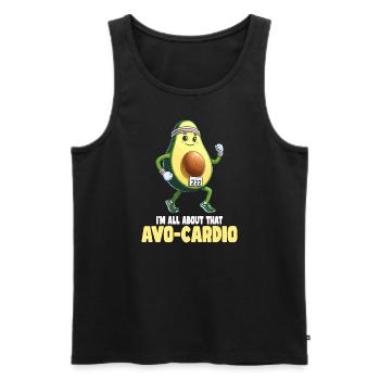 Running Avocado Avo-Cardio Joke - Men's Premium Organic Tank Top - black - Front - AI Model Male 178 light (178cm)