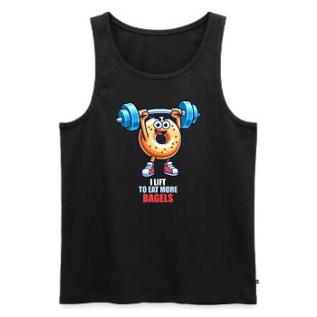 Je soulève pour manger plus de bagels - Débardeur bio Premium Homme - noir - Devant - Michal (187cm)