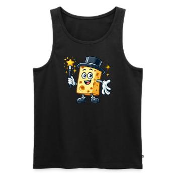 Personnage de fromage enchanteur avec étoile - Débardeur bio Premium Homme - noir - Devant - Michal (187cm)
