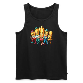 Fries French Fries Squad Group Lustiges Design - Männer Premium Bio Tank Top - Schwarz - Vorne - AI Model Male 178 light (178cm)