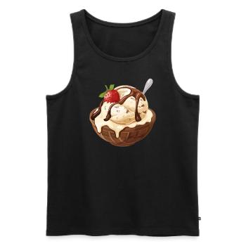 Vanilleeis Erdbeer Eisbecher Genuss Moment - Männer Premium Bio Tank Top - Schwarz - Vorne - AI Model Male 178 light (178cm)