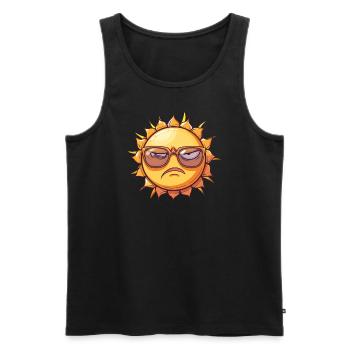 Sun with sunglasses and frown - Men's Premium Organic Tank Top - black - Front - AI Model Male 178 light (178cm)