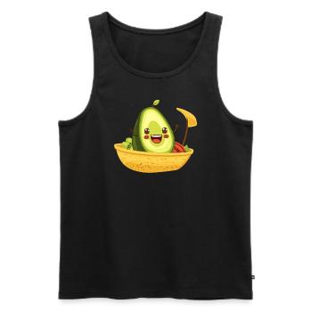 Drôle d’avocat dans un bateau à tacos - Débardeur bio Premium Homme - noir - Devant - AI Model Male 178 light (178cm)