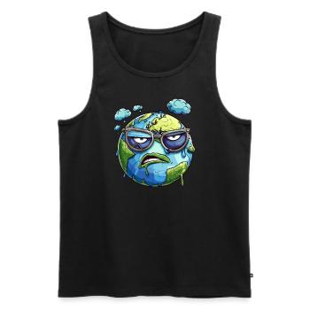 Annoyed earth with glasses and clouds - Men's Premium Organic Tank Top - black - Front - AI Model Male 178 light (178cm)
