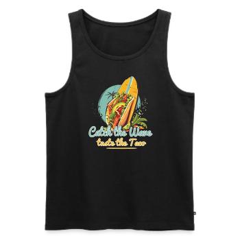 Catch The Wave Taste The Taco Surfer Motif - Men's Premium Organic Tank Top - black - Front - Michal (187cm)