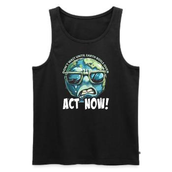 Trade Now Global Warming Protest - Men's Premium Organic Tank Top - black - Front - AI Model Male 178 light (178cm)